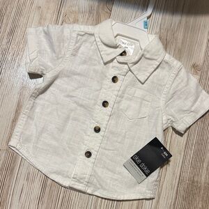 Okie Dokie Cream Button Down Kids Shirt 6 month